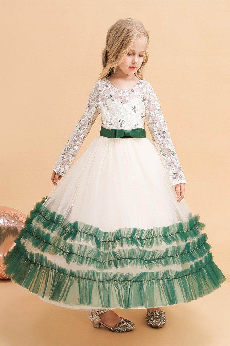 A-Line Maxi Tulle Flower Girl Dress 682328644676 - COCOMELODY